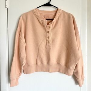 American Eagle Cropped Henley Sweatshirt Size XS
